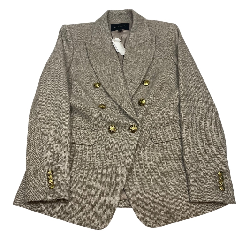 Women's Banana Republic Herringbone Icon Cream Blazer with Gold Buttons Size 8